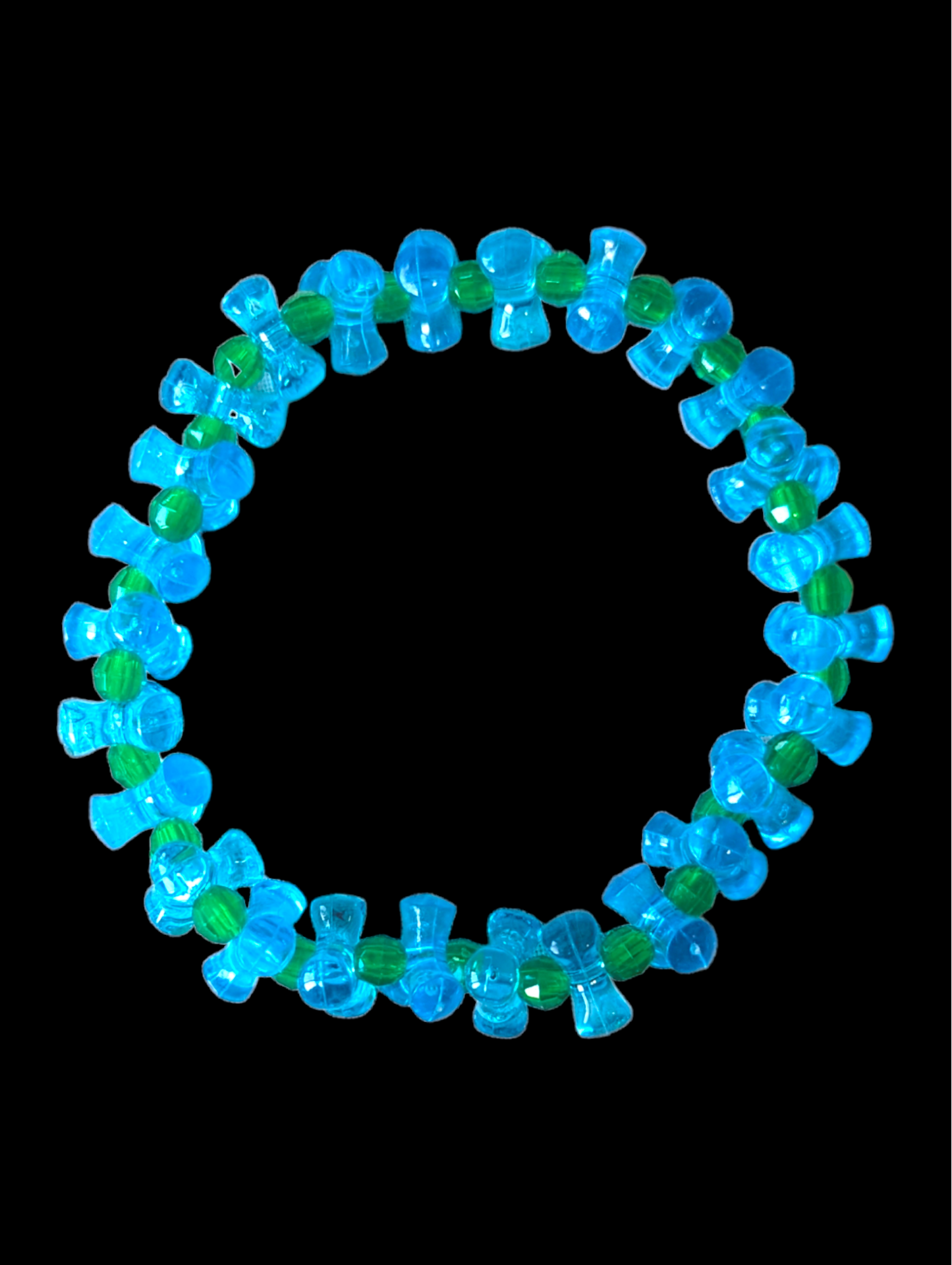 Y2K Click Clack Gummi Bracelet in Blue and Green