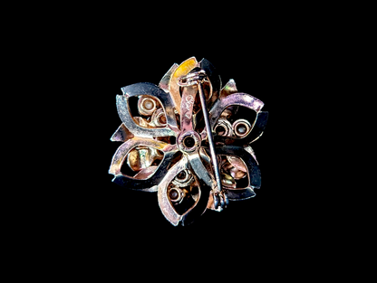 1950s Coro Gold and Pearl Flower Brooch Pin