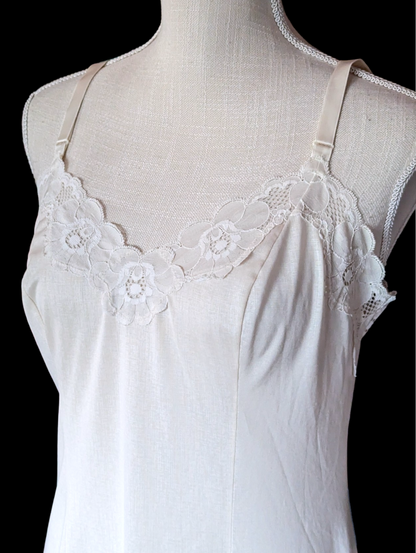 1960s Olga Soft White Nylon Slip Nightgown Dress