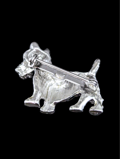 1950s Silver Scottish Terrier Dog Brooch Pin