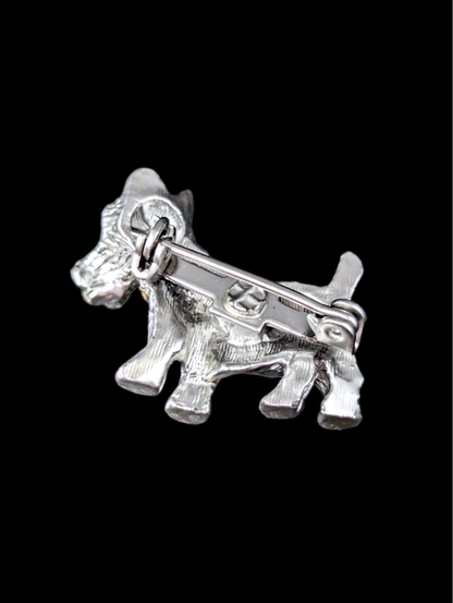 1950s Silver Scottish Terrier Dog Brooch Pin