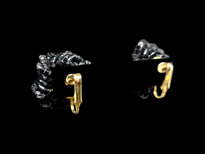 1950s Black Glass Bead Cluster Knot Earrings