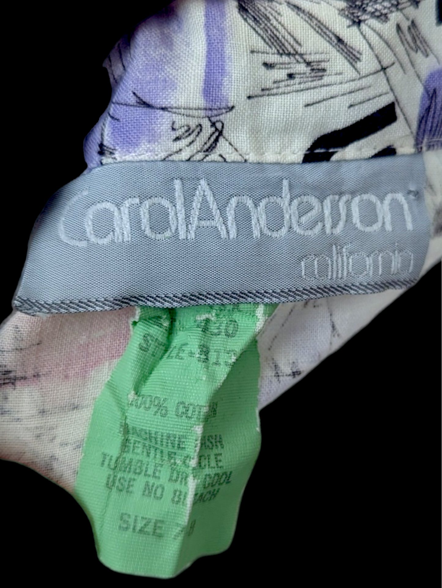 1980s Carol Anderson California Newspaper Graffiti Fit and Flair Cotton Dress with Pockets