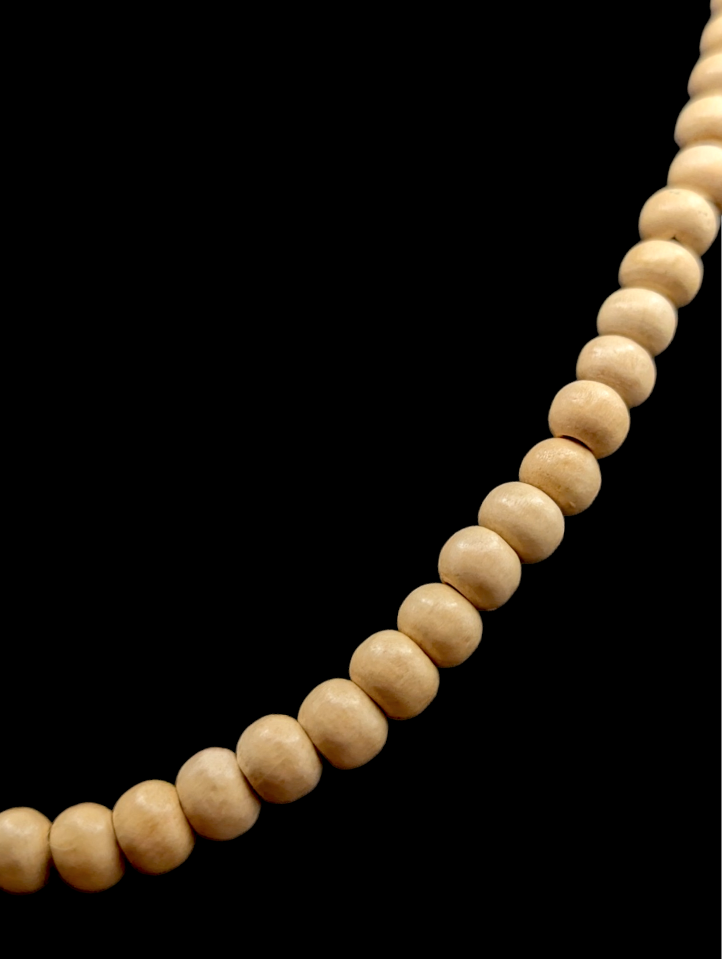 Vintage Soft Natural Wood Bead Necklace on Elastic Silk Threads