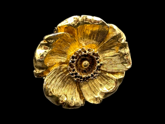 Vintage Flower Gold Scarf Clip Pin Brooch