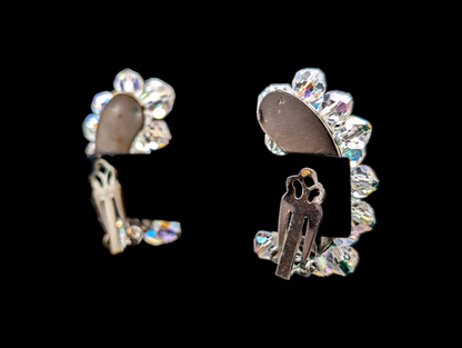 1950s Laguna Aurora Borialis Crescent Cluster Diamond Costume Earrings
