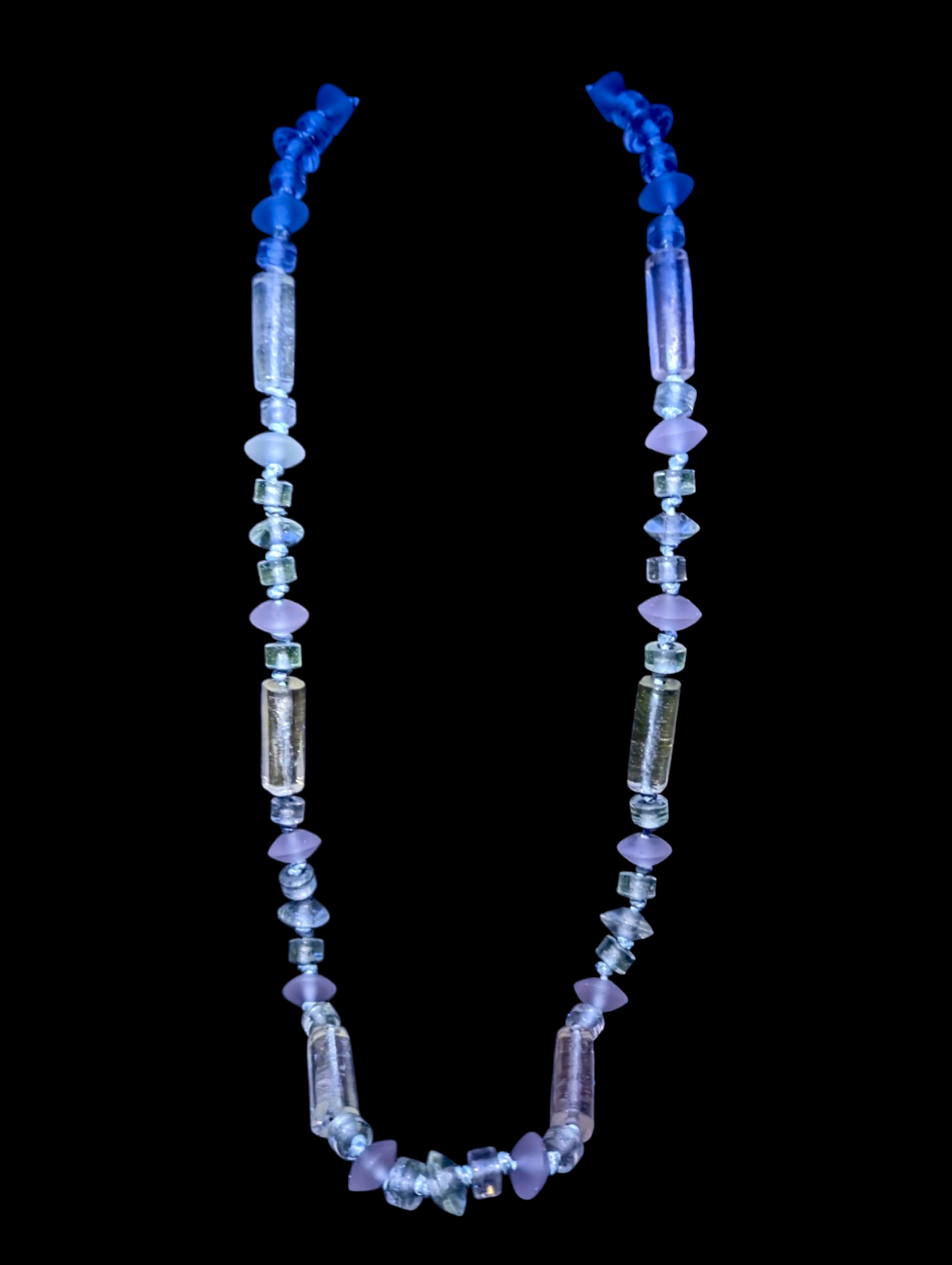 Vintage NWT Liz Claiborne UV Glowing Crystal Byzantine and Silver Chunky Long Gemstone Necklace