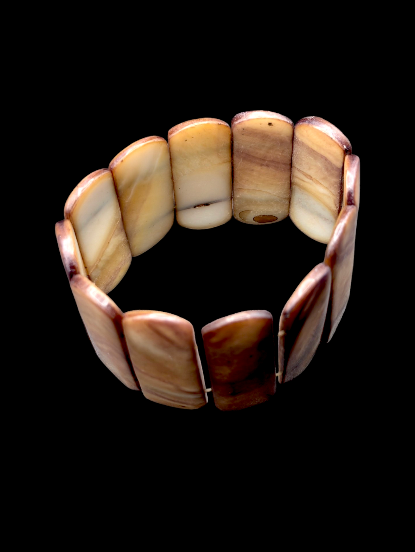 Vintage Polished "Coffee and Cream" Abalone Shell Stretch Bracelet