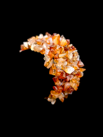 Vintage "Orange Creamcicle" Genuine Carnelian and Quartz Chip Stretch Bracelet