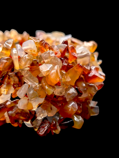 Vintage "Orange Creamcicle" Genuine Carnelian and Quartz Chip Stretch Bracelet