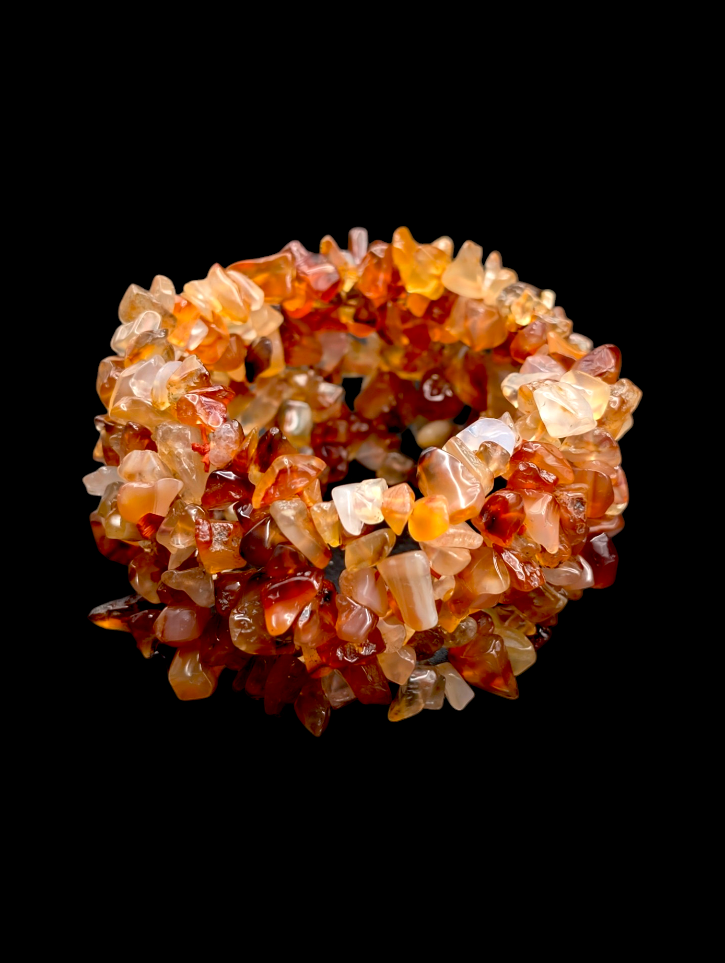 Vintage "Orange Creamcicle" Genuine Carnelian and Quartz Chip Stretch Bracelet