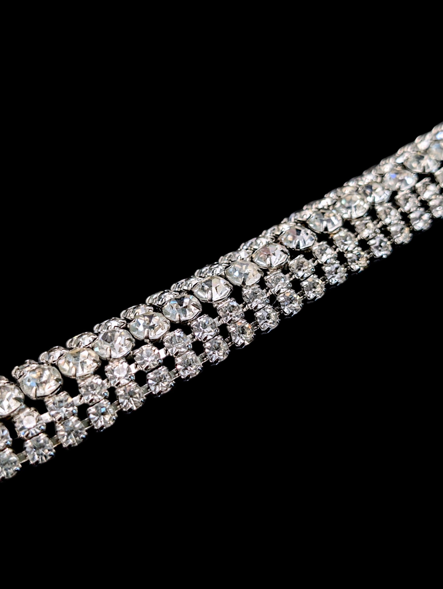 1950s Five Row Dazzling Faceted Crystal Rhinestone Bracelet