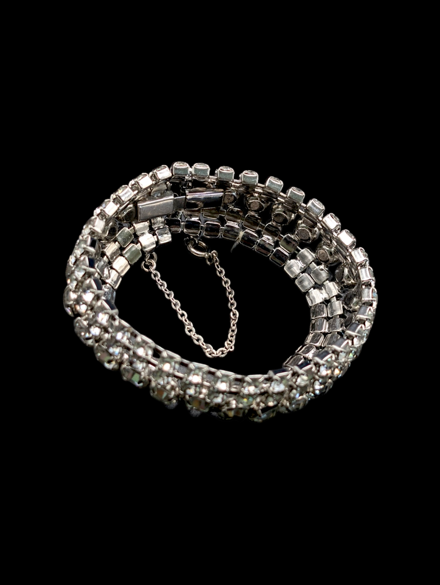 1950s Five Row Dazzling Faceted Crystal Rhinestone Bracelet