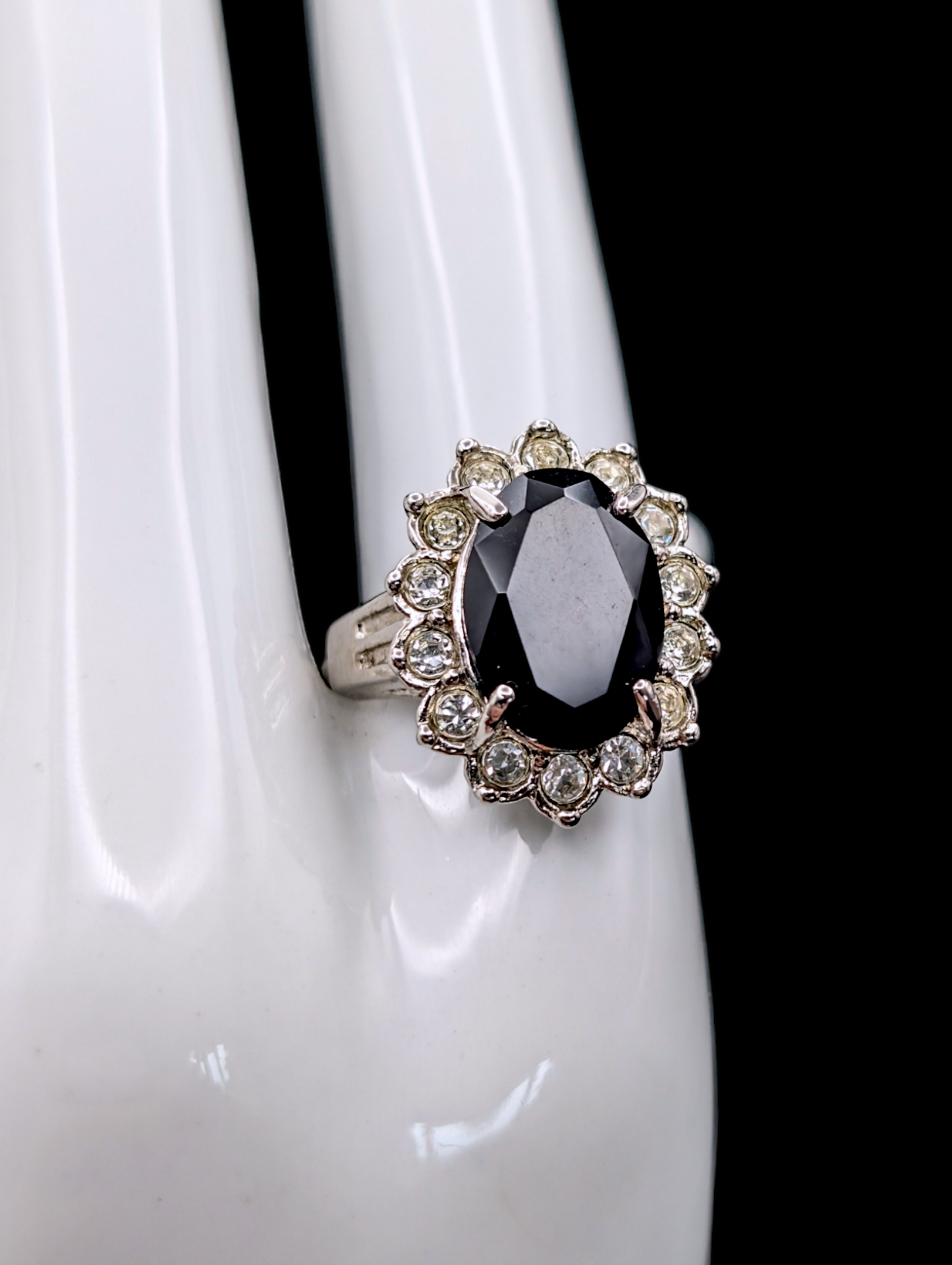 Vintage Halo Black Oval Avon Ring