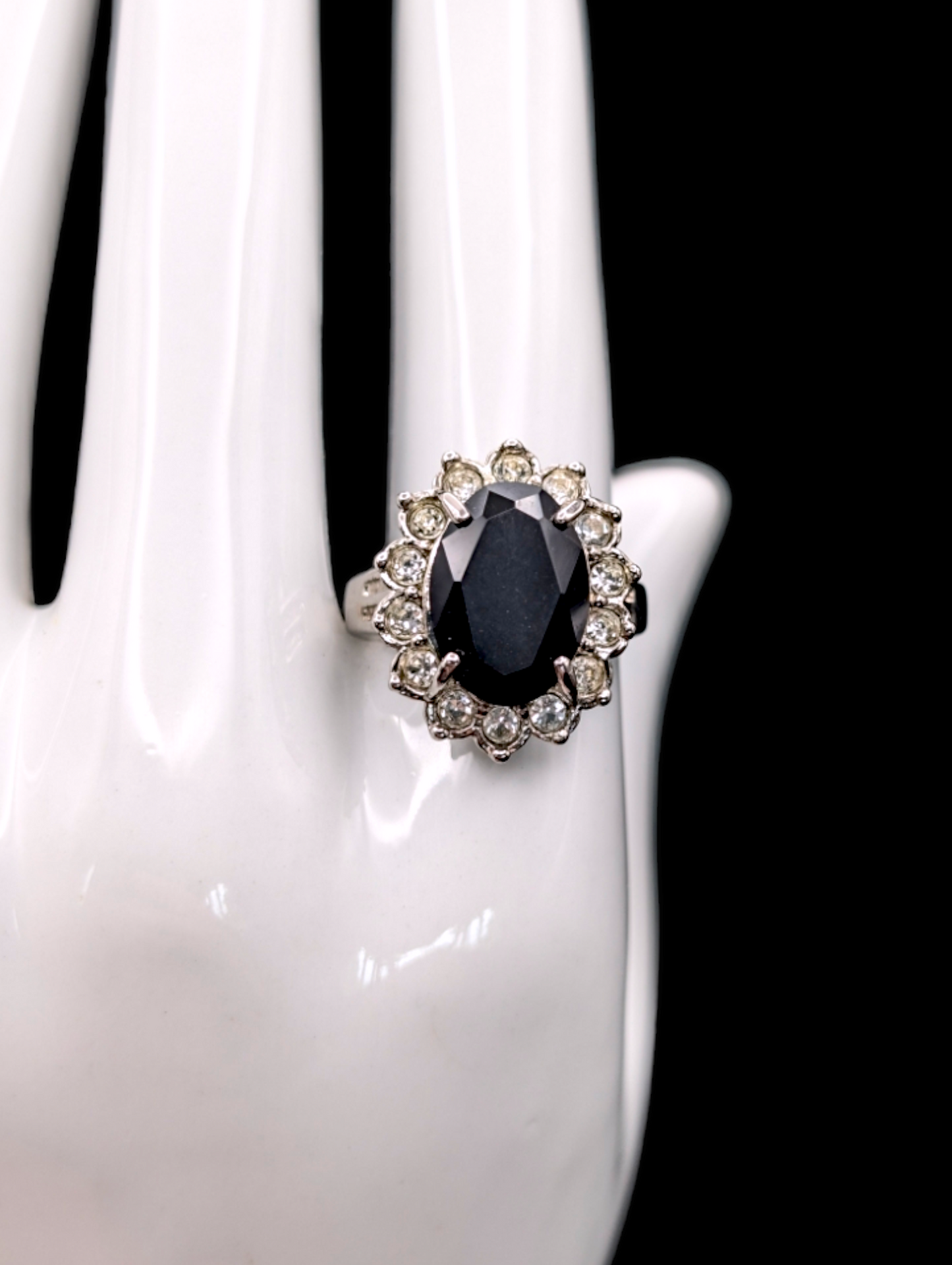 Vintage Halo Black Oval Avon Ring