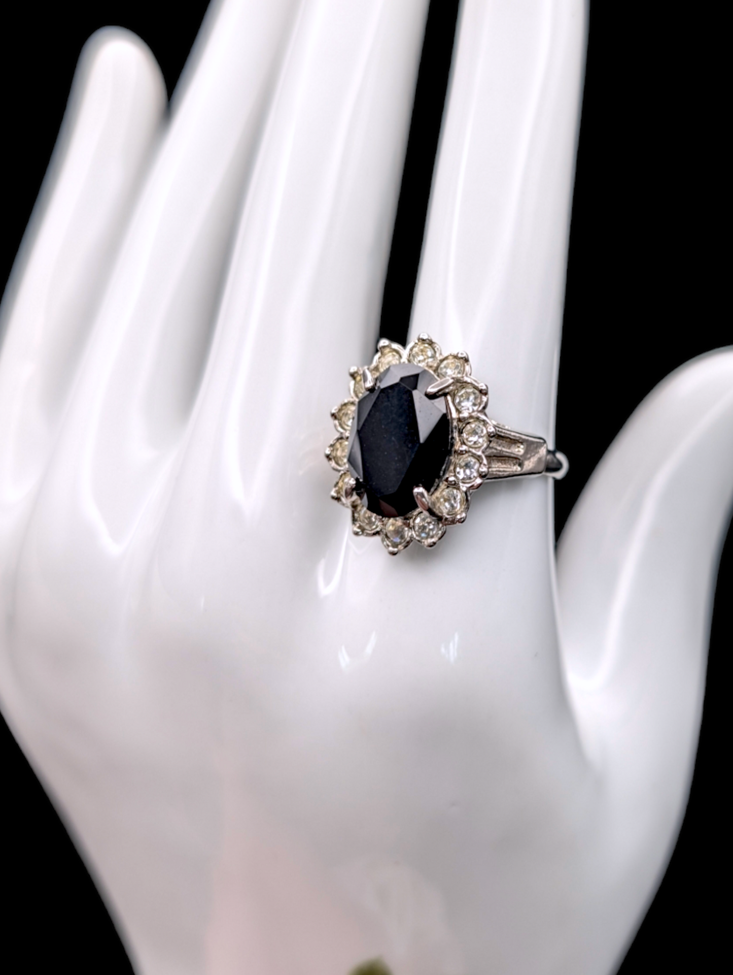 Vintage Halo Black Oval Avon Ring