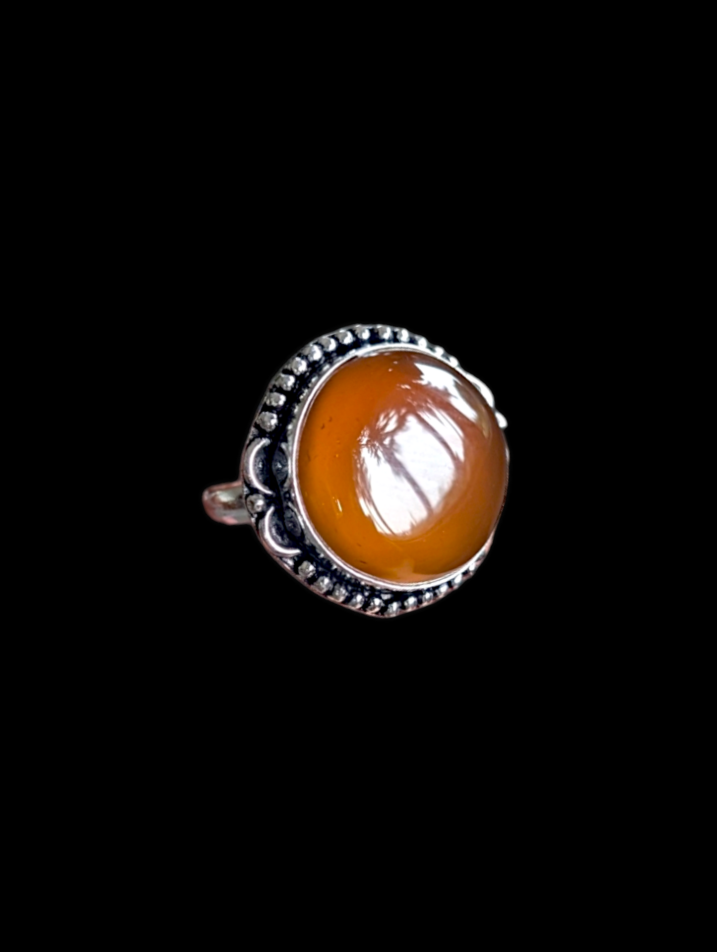 Vintage Round Carnelian Twisted 925 Silver Ring