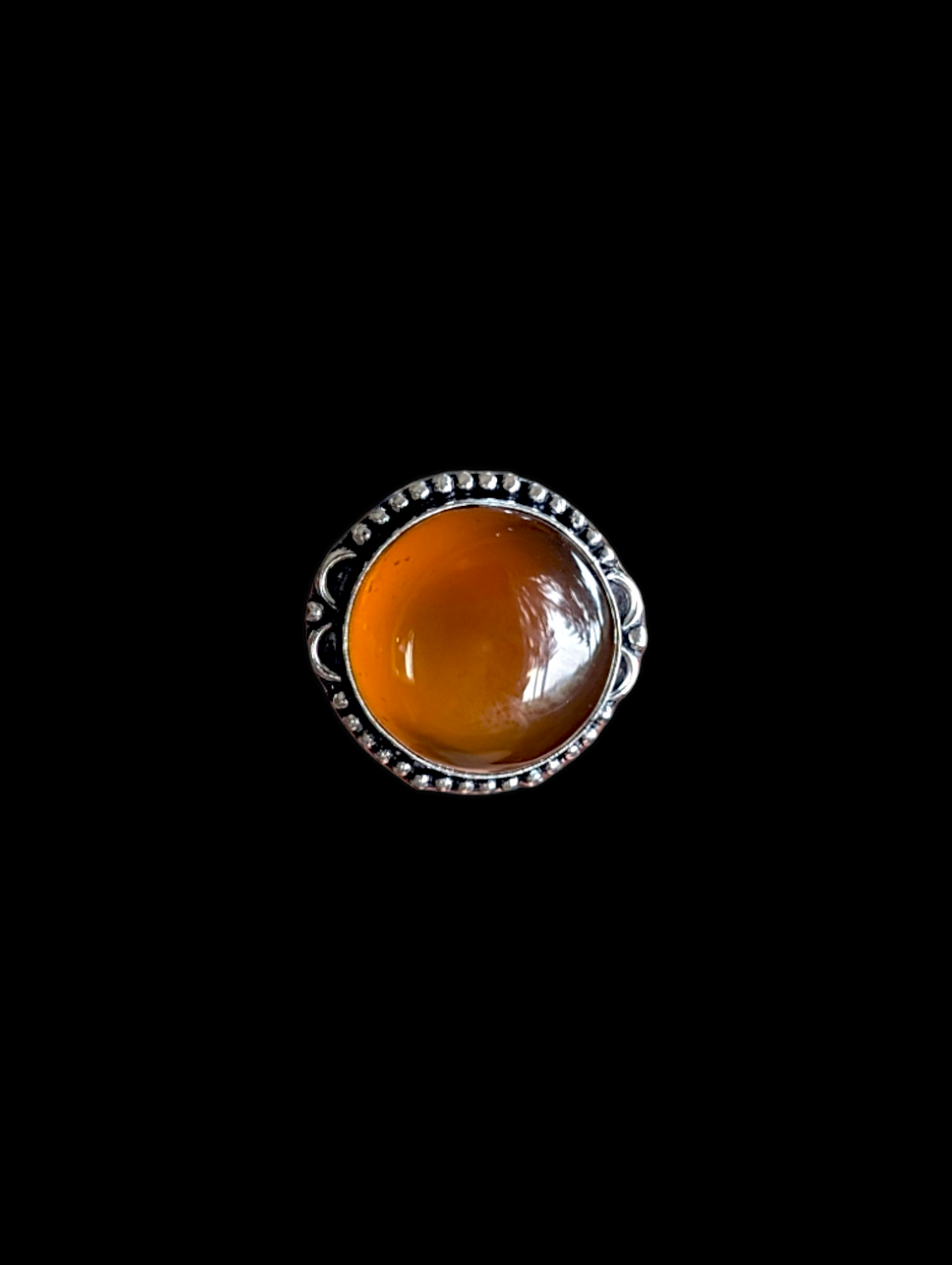 Vintage Round Carnelian Twisted 925 Silver Ring