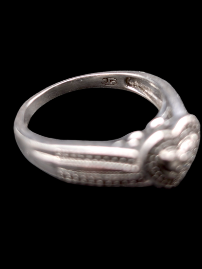 Vintage Genuine Diamond Heart Shaped Cluster 925 Silver Ring