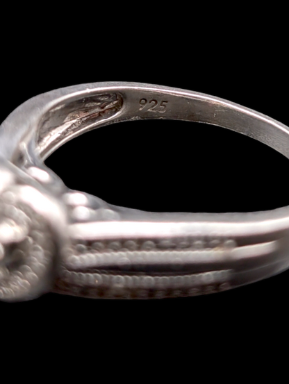 Vintage Genuine Diamond Heart Shaped Cluster 925 Silver Ring