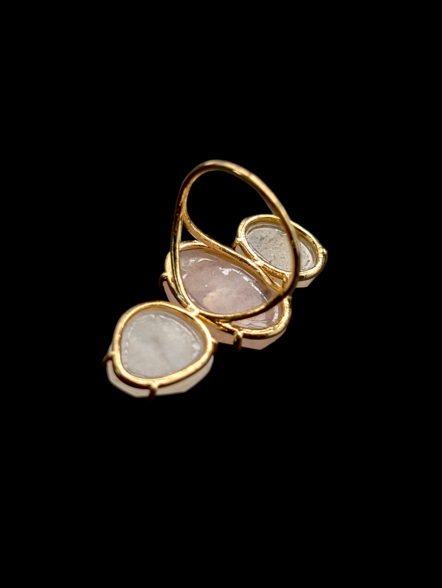 Vintage Inspired Anthropology Genuine Crackled Rose Quartz Statement Ring