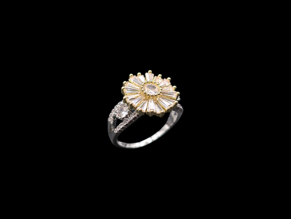 Vintage Art Deco Inspired Simulated Diamond Starburst Staggered Cocktail Ring