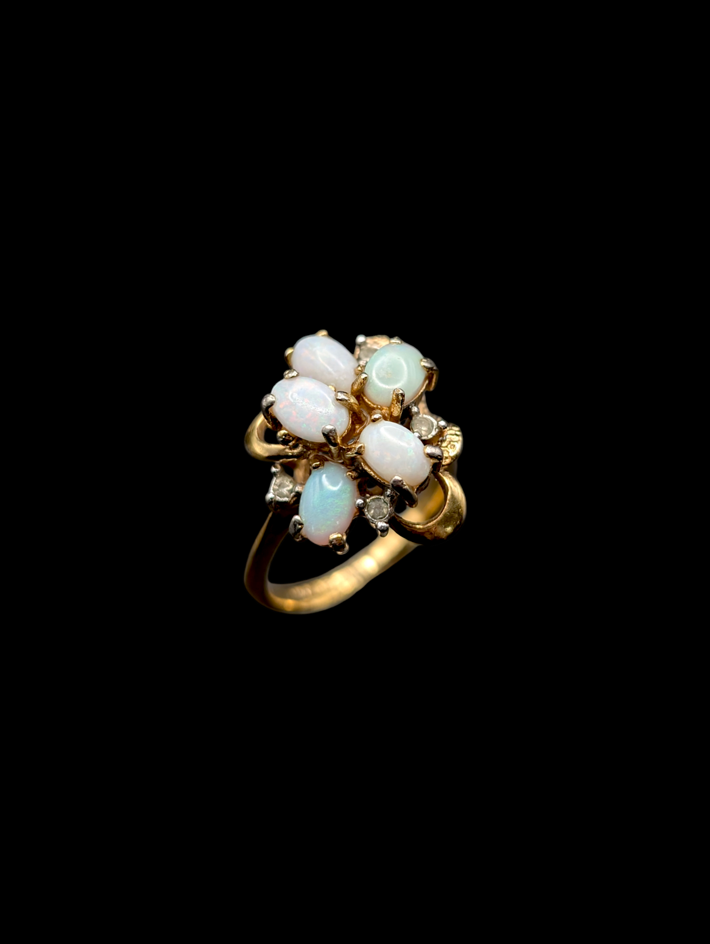 Vintage 14kt GE Gold and Opal Cluster Ring