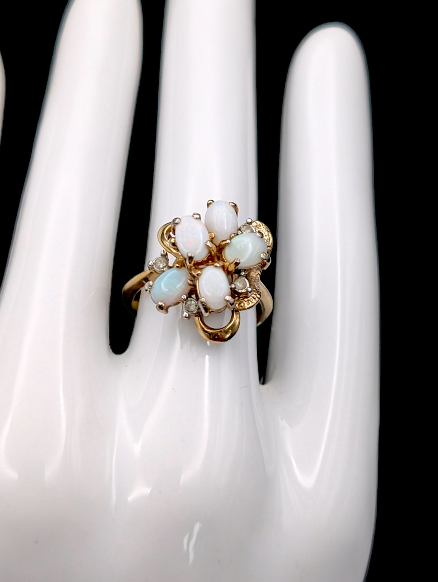 Vintage 14kt GE Gold and Opal Cluster Ring