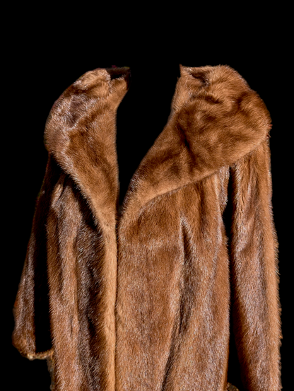 1950s Vintage Opulent Plush Chestnut Brown Genuine Mink Stroller Fur Coat with Pockets