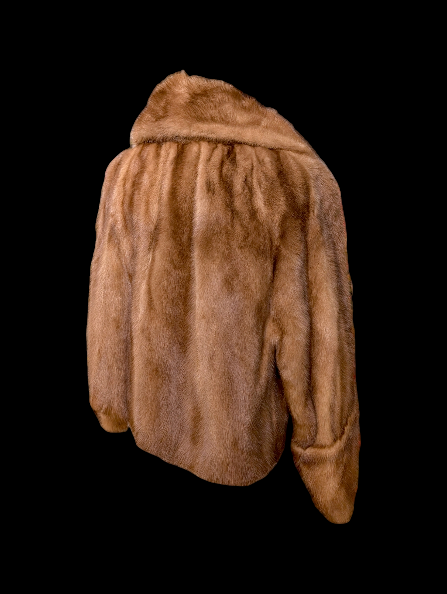 1950s-1970s Schiaparelli Designer Golden Mink Fur Coat with Oversized Collar and Cuffed Sleeves