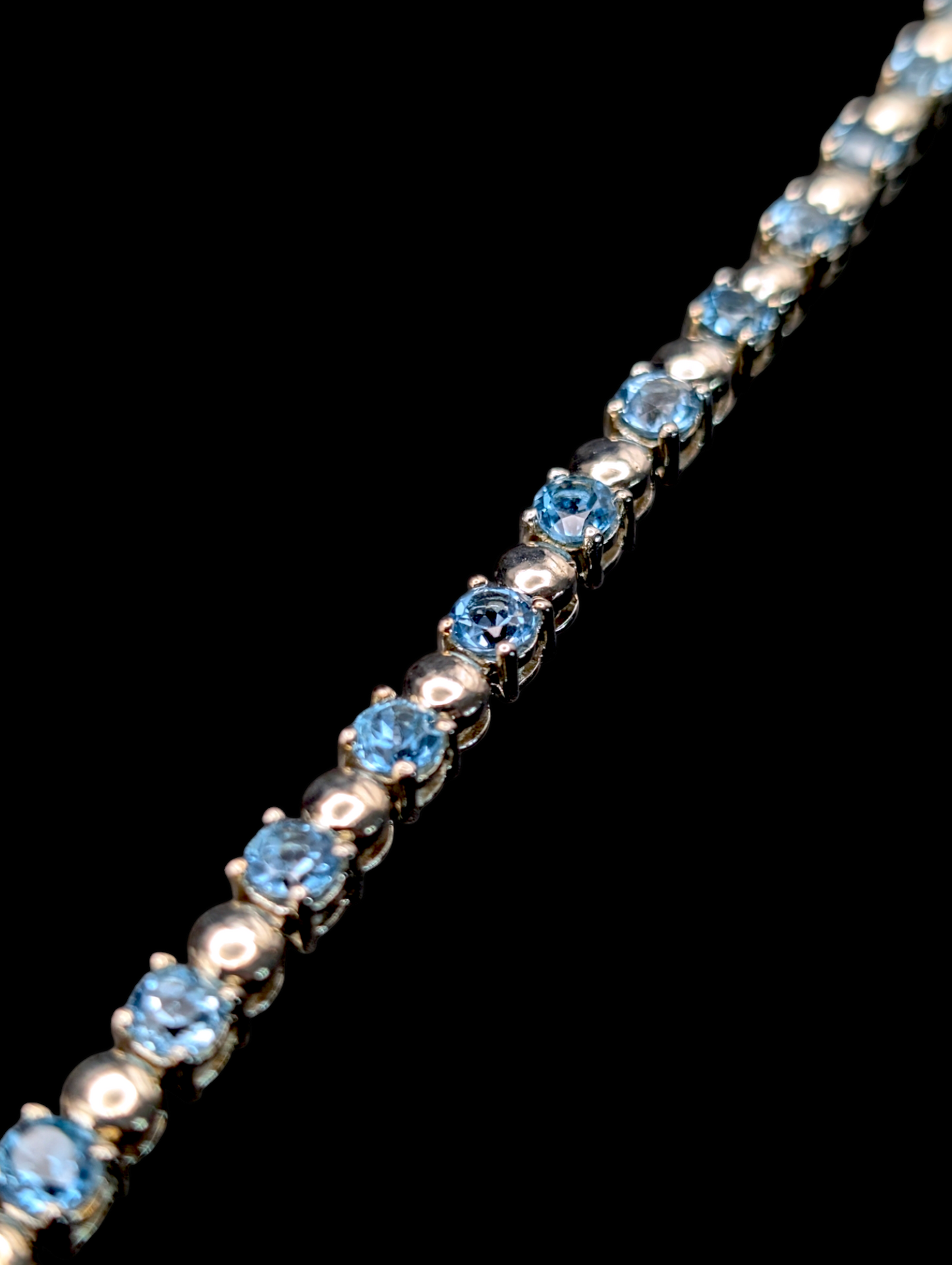 Vintage Round Cut Genuine Sky Blue Topaz Sterling Silver Tennis Bracelet