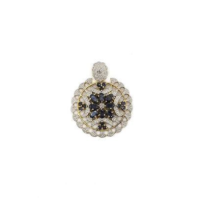 Vintage Genuine Sapphire and Diamond Mandala Pendant