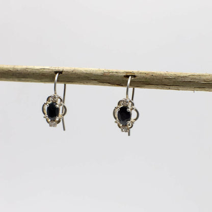 Vintage Genuine Sapphire and Sterling Silver Earrings