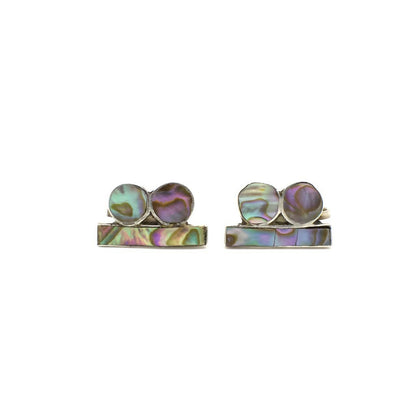 RARE Vintage Alpaca Genuine Abalone and Mexican Sterling Silver Screwback Earrings