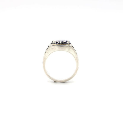 Vintage Genuine Sapphire and Sterling Silver Mens Ring