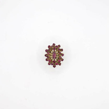 Vintage Genuine Ruby and 14K Yellow Gold Cluster Cocktail Ring