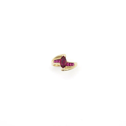 Vintage Signed Leer Gem Genuine Ruby and Pink Sapphire Ring In 10K Yellow Gold