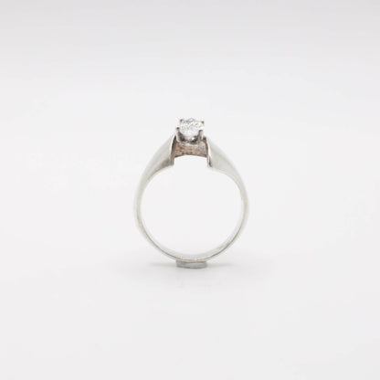 Vintage Marquis Simulated Diamond Ring In Sterling Silver