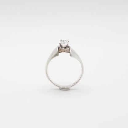Vintage Marquis Simulated Diamond Ring In Sterling Silver
