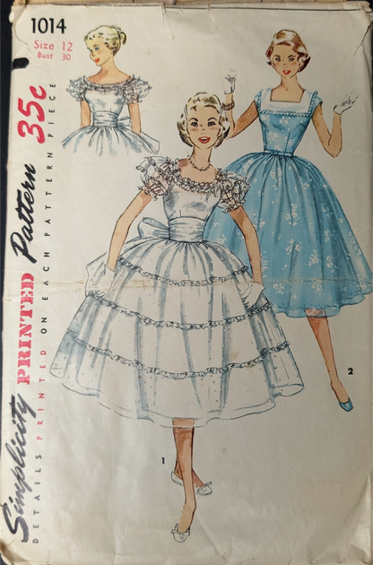 1950s Vintage Original Sewing Pattern: Simplicity 1014 Size 12