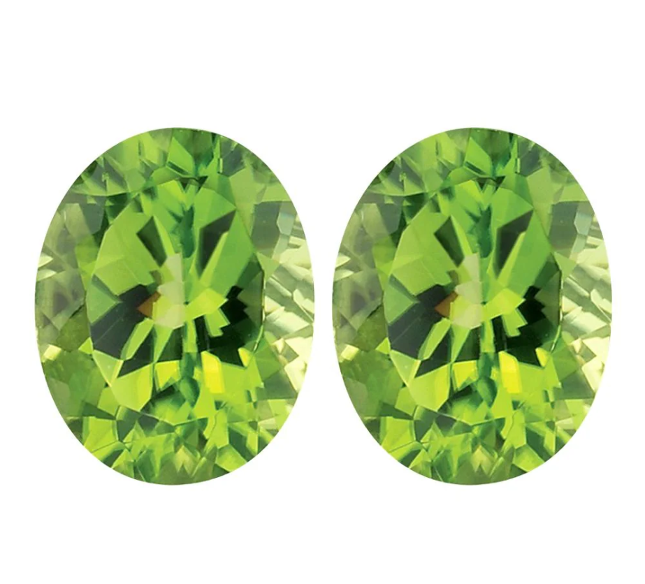 1.5 Carat Matching Set of 2 Oval Cut Genuine Peridot Loose Gemstone