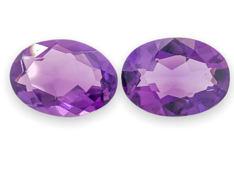 3.6 Carat Matching Pair Oval Cut Genuine Amethyst Loose Gemstones