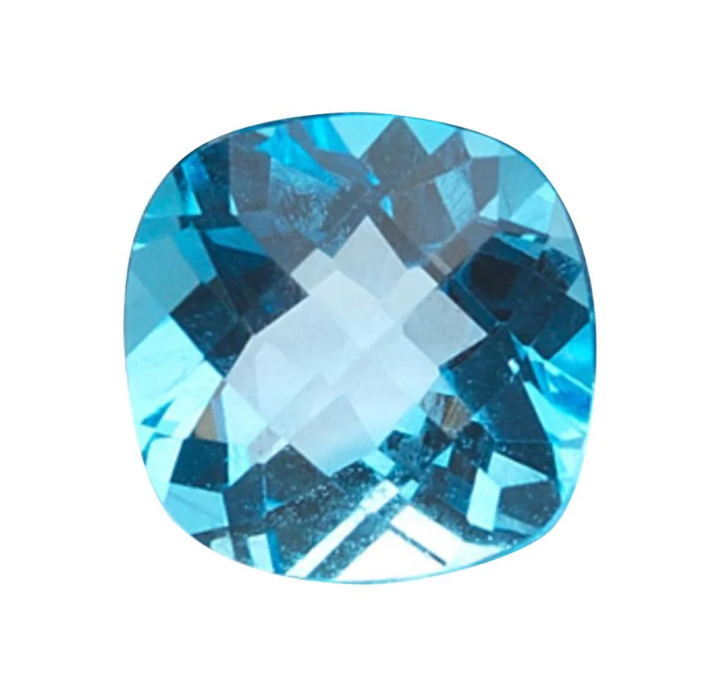 8mm 3 Carat Cushioned Checker Board Cut Swiss Blue Genuine Topaz Loose Gemstone