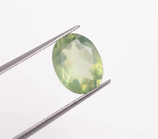 3 Carat Oval Cut Faceted Earth Mined Genuine Green Prehnite Loose Gemstone