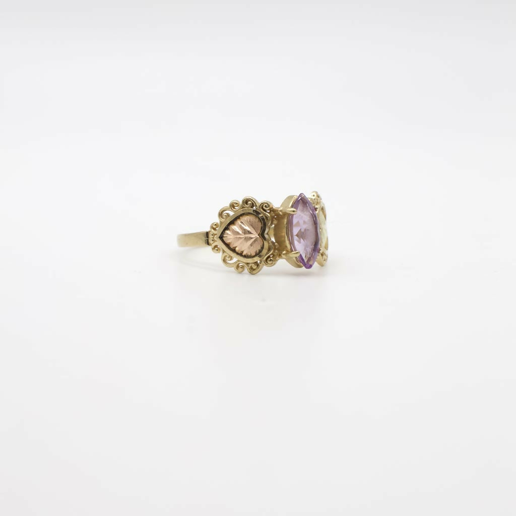 Vintage Genuine Amethyst and 10K Yellow & Rose Gold Ring
