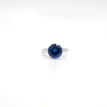 Vintage Solitaire Genuine Swiss Blue Topaz and Sterling Silver Ring