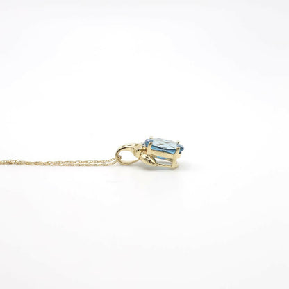 Vintage Genuine Diamond and Topaz Pendant Necklace In 10K Yellow Gold
