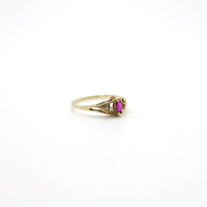 Vintage Genuine Black Hills Gold Marquise Cut Pink Sapphire Ring In 10K and 12K Gold