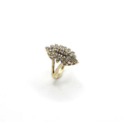 Vintage Genuine Diamond Burst Ring In 14K Yellow Gold
