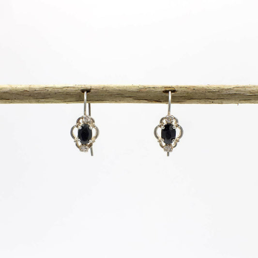 Vintage Genuine Sapphire and Sterling Silver Earrings